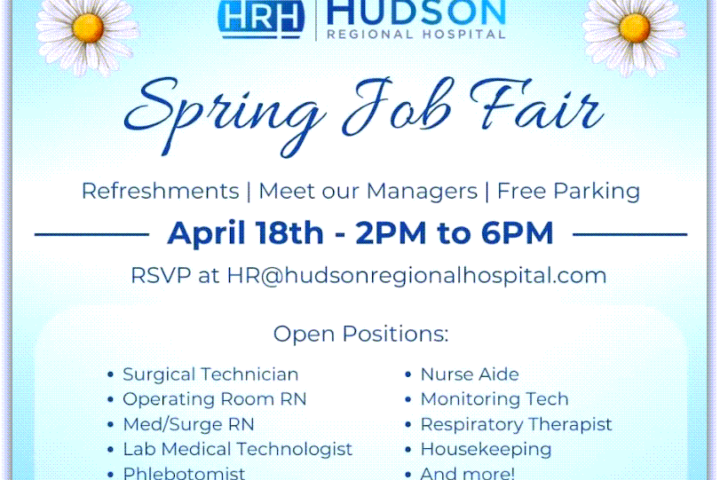 Hudson Regional Hospital Job Fair - 4/18/24