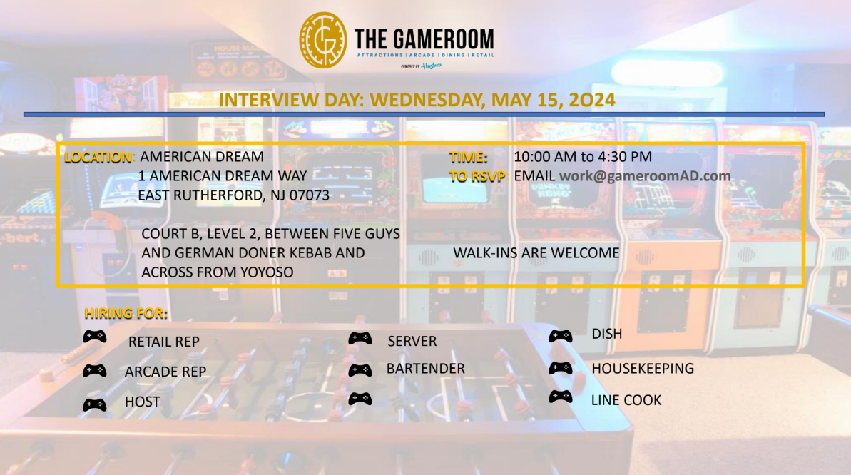 The Gameroom by Hasbro at American Dream Recruitment - 5/15/24