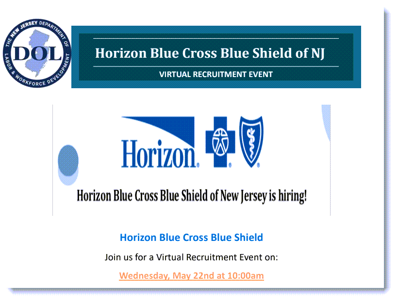Horizon Blue Cross Blue Shield Virtual Recruitment - 5/22/24