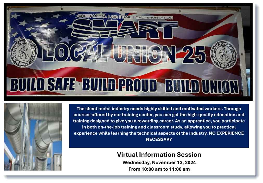 Sheet Metal Workers Virtual Information Session - 11-13-24