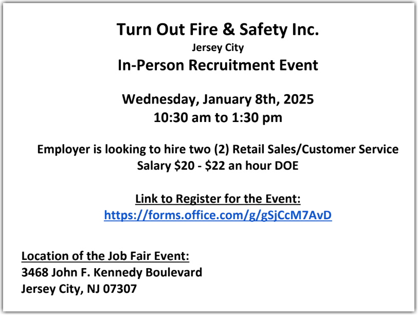 Turn Out Fire & Safety Recruitment Event - 1/8/25