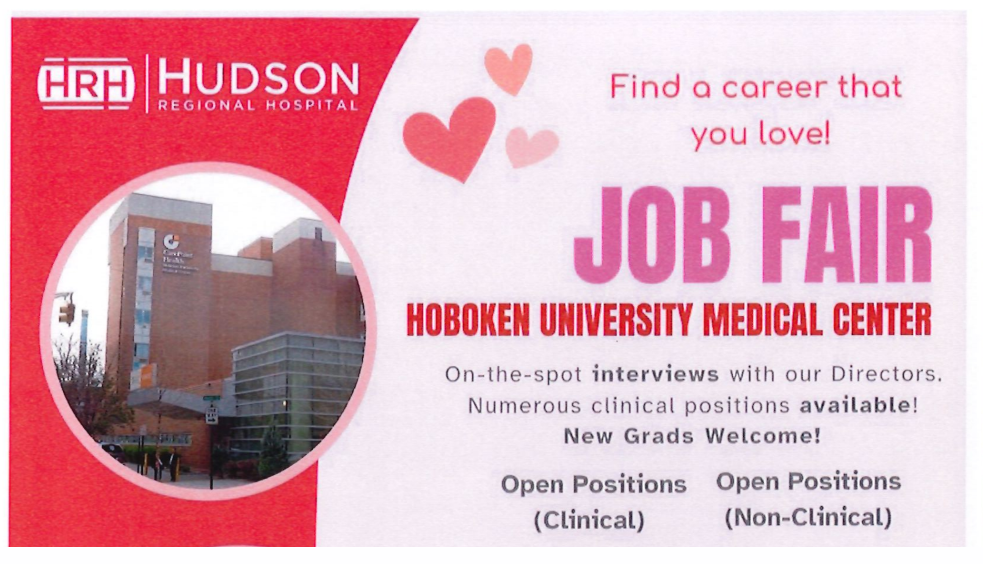 Hoboken University Medical Center/Hudson Regional Hospital Job Fair - 2/19/25