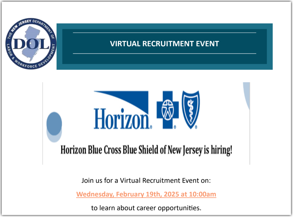 Member Advocate Associates - Horizon BCBS Virtual Recruitment - 2/19/25