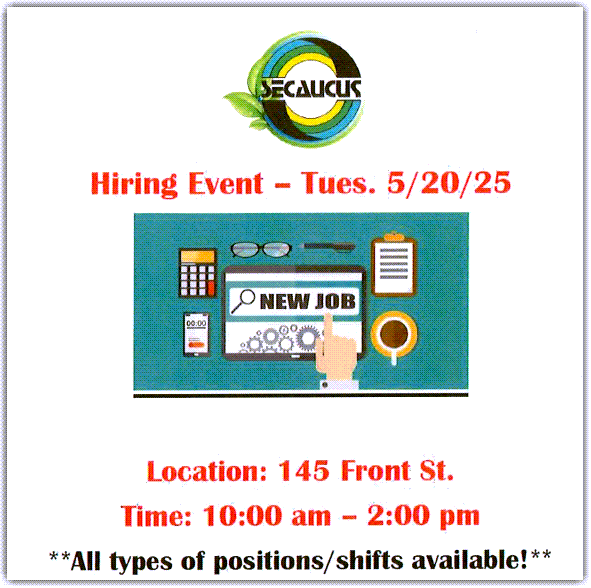 Secaucus Hiring Event – 5/20/25