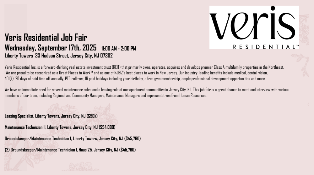 Veris Residential Job Fair – 9-17-25