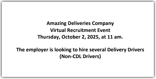 Amazing Deliveries Virtual Recruitment – 10/2/25