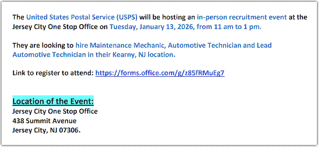 USPS Recruitment Event – 1/13/26