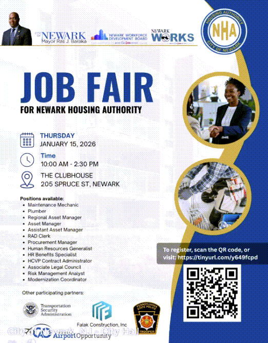 Newark Housing Authority Job Fair – 1-15-26